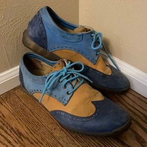 John Fluevog Oxford Leather Men’s Shoe 9 Blue Brown